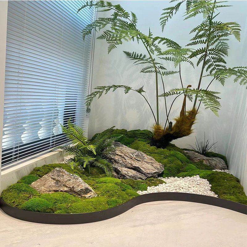 仿真金丝蕨盆栽禅意造景落地猴头蕨类盆景室内装饰假树真绿植
