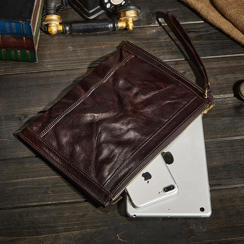 复古真皮手包男包简约手腕包男款