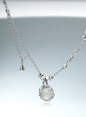小众个性ins冷淡风高级感极简骨节白玛瑙S925纯银项链女