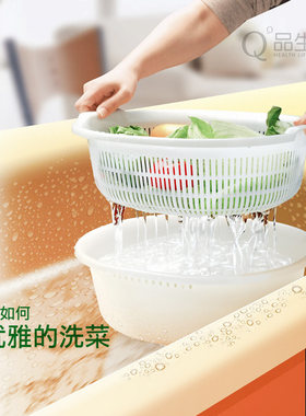 日本进口双层菜蓝水果盆大号加厚
