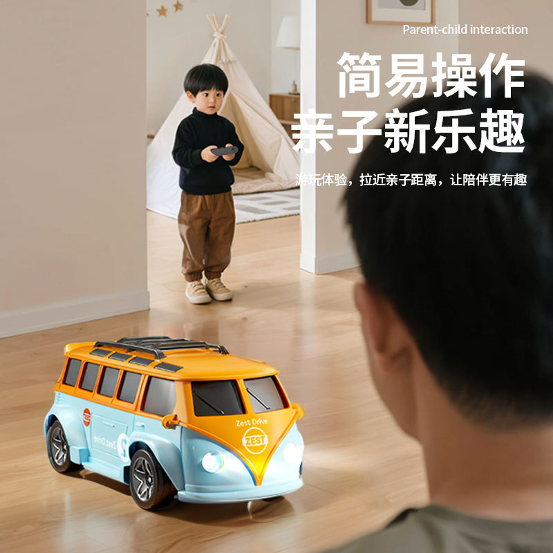 新款1:43合金遥控车巴士大众T1儿童玩具礼物摆件模型