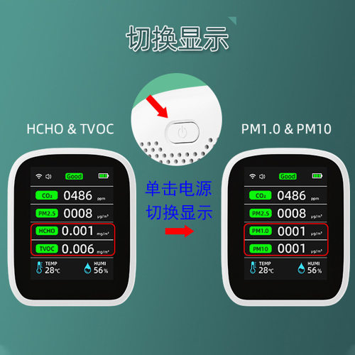 空气质量检测仪wifi涂鸦 PM2.5二氧化碳TVOC甲醛HCHO监测NDIR传感