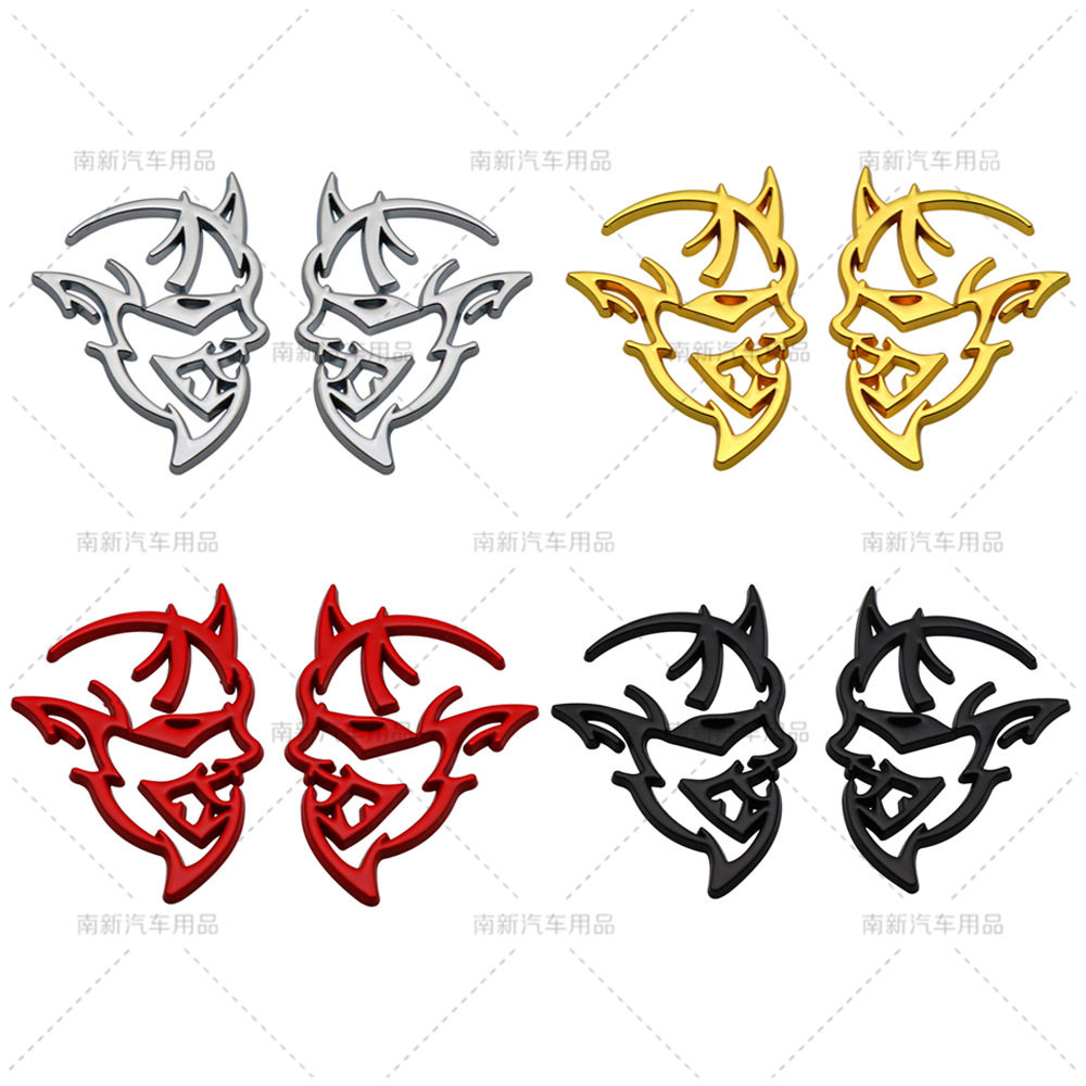 SRT地狱猫车标 适用于道奇车贴改装贴标 镂空恶魔头对装