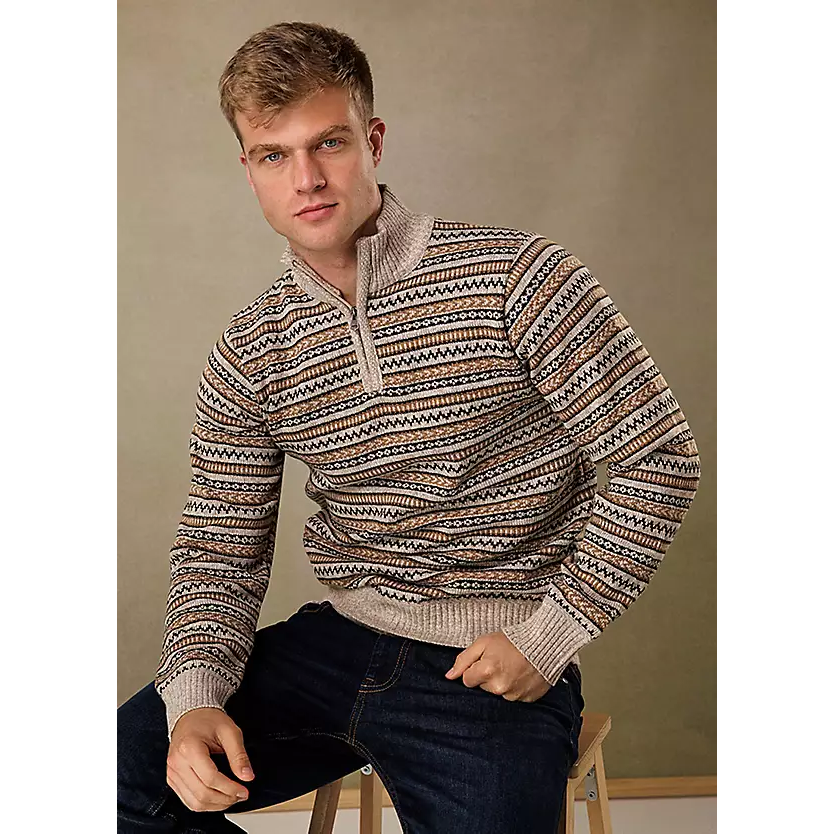 阳光家 孤秋冬季外贸欧美复古提花大码男装半拉链套头毛衣针织衫,男装,针织衫/毛衣,淘宝优惠券,粉丝福利购,淘宝优惠卷