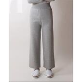 新款 九分裤 外贸欧美大码 阳光家春季 女装 高腰显瘦针织阔腿裤 休闲裤