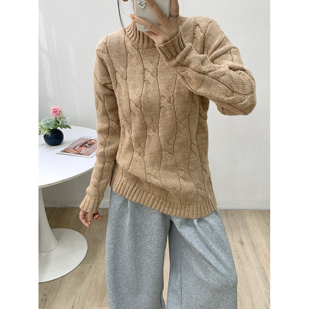 阳光家 秋冬新款外贸欧美大码女装麻花厚款长袖毛衣针织衫打底衫