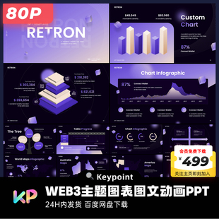 80页深紫NFT元宇宙图表企业项目介绍动画PPT大师ppt设计keypoint