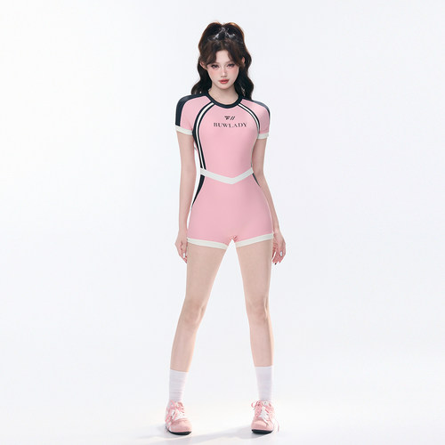 ZLKSWIM竞速短袖显瘦连体泳衣女