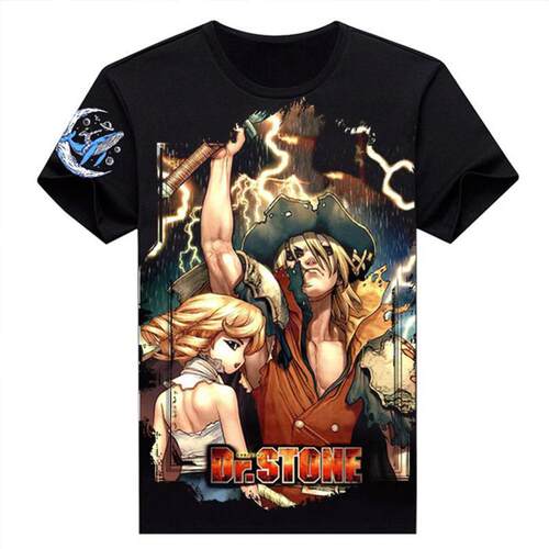 2024新品Dr.STONE 石纪元  石神千空 黑色T恤衣服周边夏季短袖学