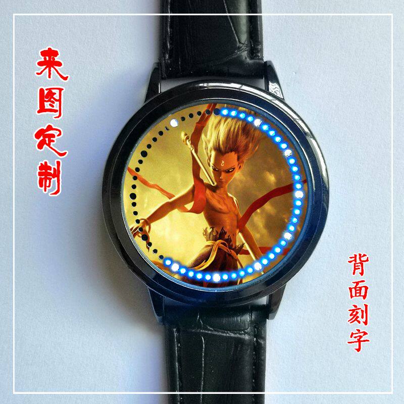 2024时尚LED触摸发光动漫魔童降世哪吒腕表情侣闺蜜男女学生礼物