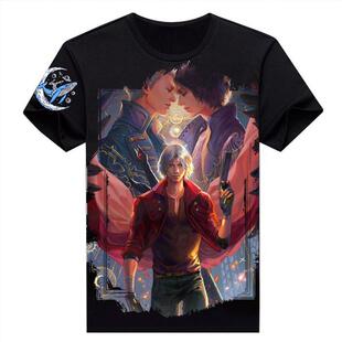 2024新品鬼泣 但丁 维吉尔 尼禄 黑色T恤衣服周边夏季短袖学生服