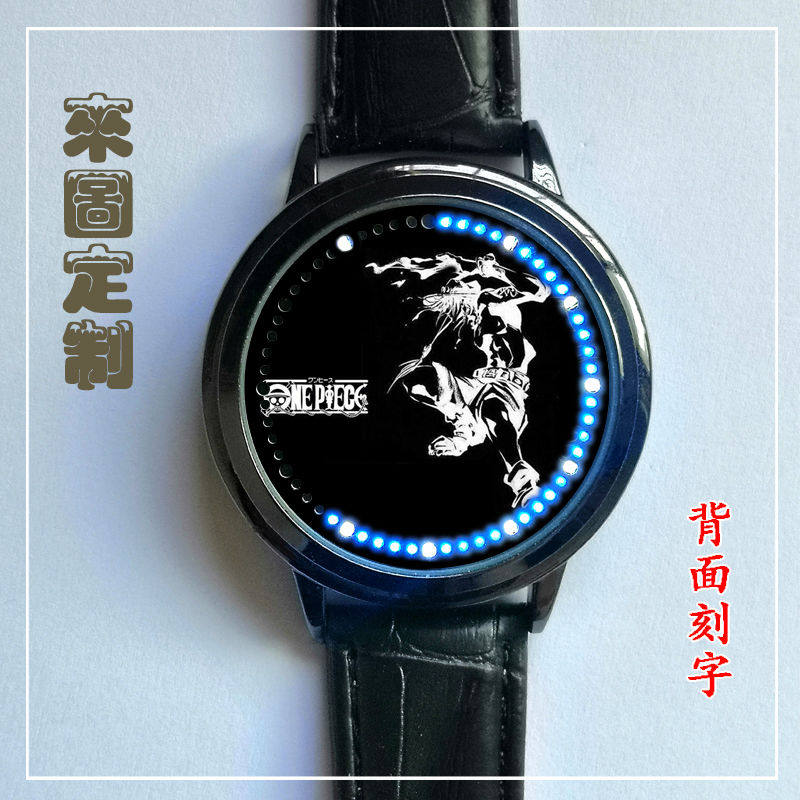 2024LED时尚韩版发光触摸海贼王腕表学生男女情侣闺蜜刻字纪念手