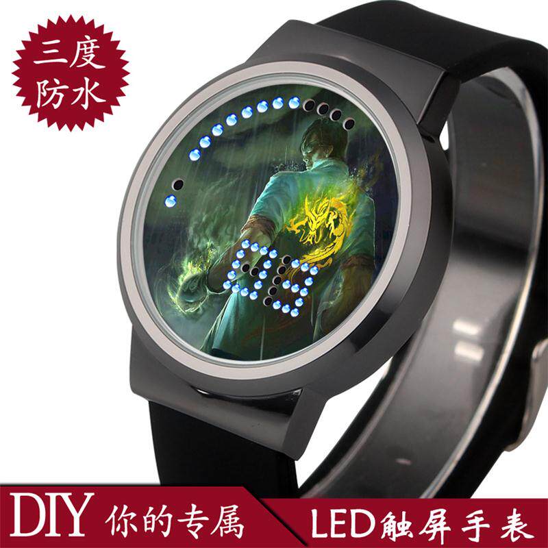 2024LOL英雄联盟周边亚索莫提LED触屏防水夜光手表DIY定制生日礼