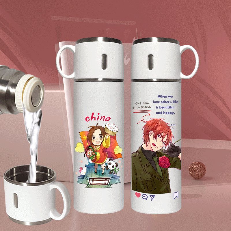 2024新品黑塔利亚保温杯王耀亚瑟柯克兰APH男女高颜值手提304水杯