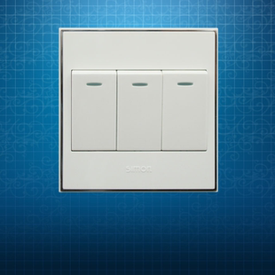 西蒙开关插座三开单三位单控面板3开三联86型带灯开关 V51031BY