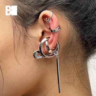 BLACKHEAD/黑头个性欧美耳环耳骨钉免穿刺耳挂耳夹组合叠戴情侣