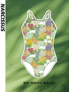 原创连体竞速泳衣女士游泳显瘦三角运动游泳馆竞技 新款 春日来信