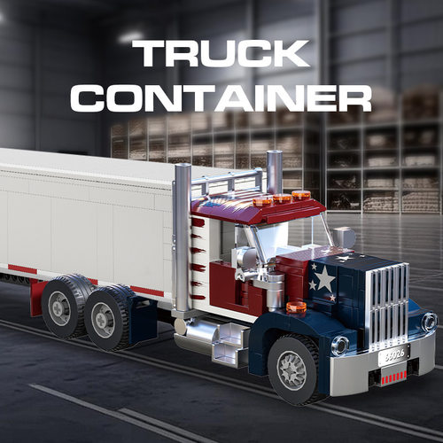 工程车系列美式卡车头积木益智拼装摆件小颗粒积木车玩具模型拼搭