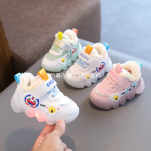 冬季新款男女宝宝棉鞋0-1-2-3岁小童加绒运动鞋婴儿软底学步鞋子