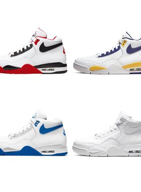 Nike Flight Legacy 复古篮球鞋 男款 白蓝黄 湖人 BQ4212-102