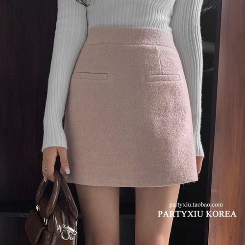 小个子高腰纯色半身裙半身裙修身