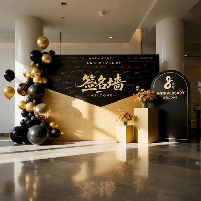 门店周年庆气氛场景布置装饰开业活动背景墙签名墙拍照氛围感kt板