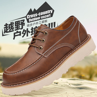 户外增高鞋马丁靴男款低帮复古休闲鞋英伦风工装靴低帮白底小皮鞋