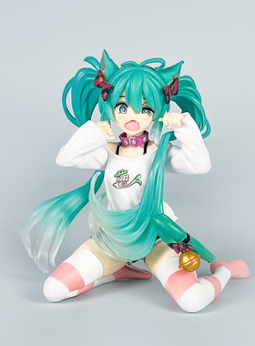 初音未来MIKU跪姿猫耳初音压杯面坐姿手办动漫二次元美少女模型