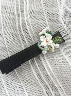 原创白玉兰古风串珠花朵发夹