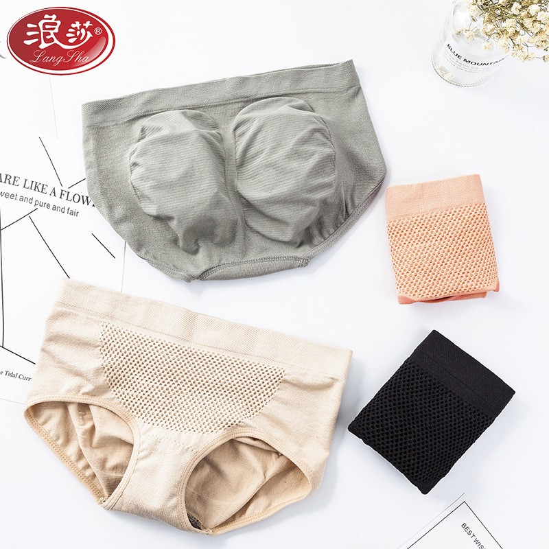 浪莎日系3d蜂巢收腹提臀内裤一片