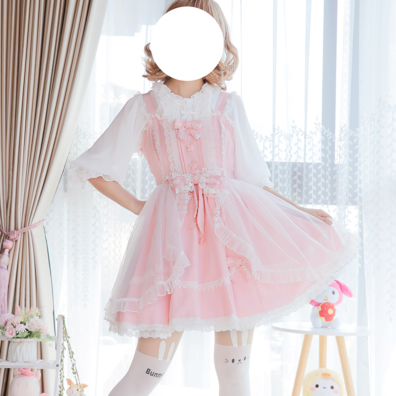 【定金】原创lolita日常jsk粉色连衣裙宅舞打歌服可爱甜美洛丽塔