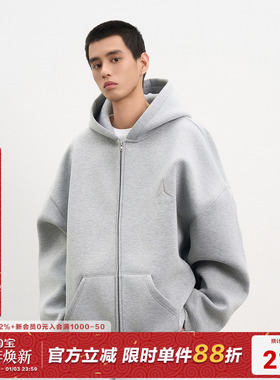 AFGK25SS 380G重磅空气层美式基础刺绣开衫连帽卫衣Cleanfit外套