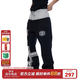 子 男女潮流直筒休闲裤 AFGK24FW美式 西海岸假两件双腰抽绳微喇卫裤