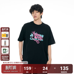 Hotdog联名 喷绘撞色涂鸦印花短袖 T恤男女夏季 体恤 AFGK 美式