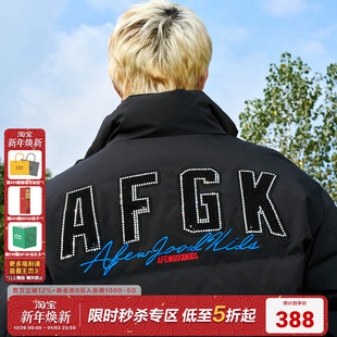 AFGK24FW国潮烫钻刺绣羽绒服男女冬季 加厚保暖立领情侣外套 美式