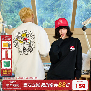 天使与小狗骑车圆领长袖 Tombonia联名 T恤男女国潮情侣TEE AFGK