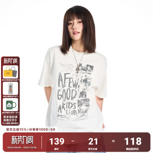 复古 T恤夏季 Club 做旧印花短袖 男女休闲上衣 Night AFGK25SS美式