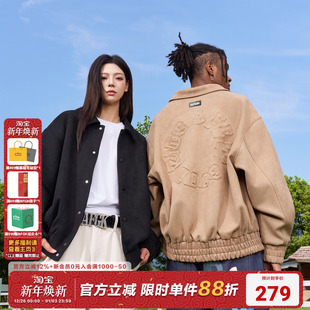 AFGK24FW 350G空气层钢印麂皮绒夹克外套男女棒球服国潮春秋上衣