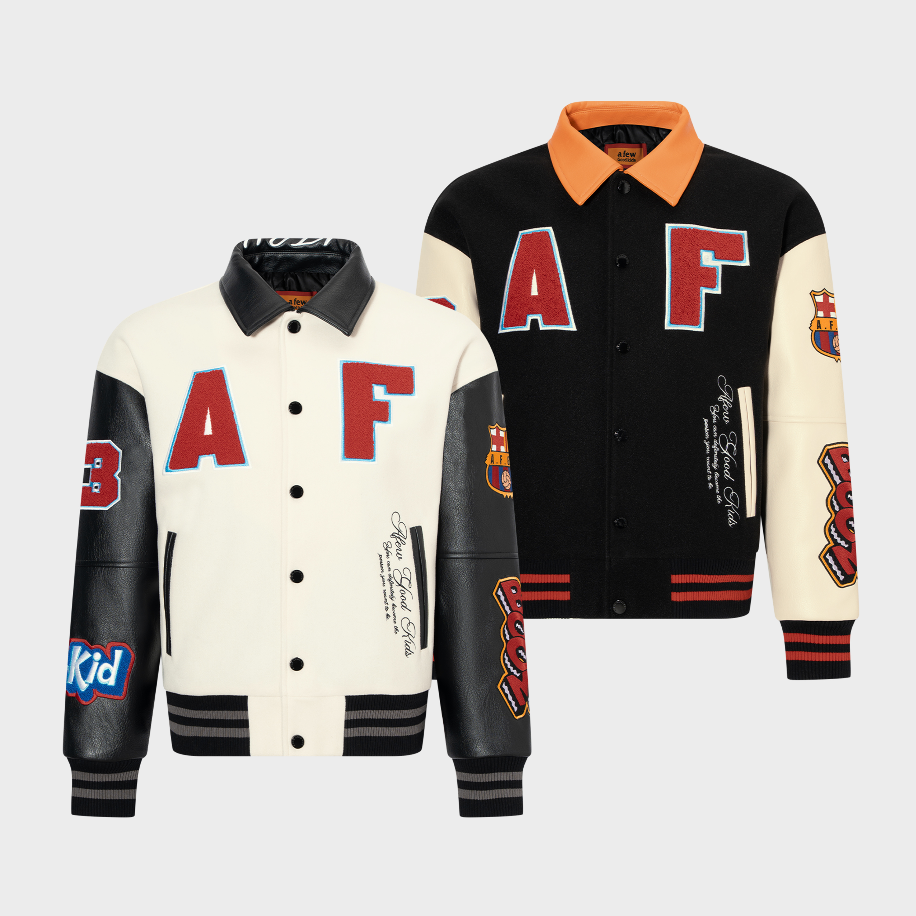 AFGK翻领撞色美式棒球棉服