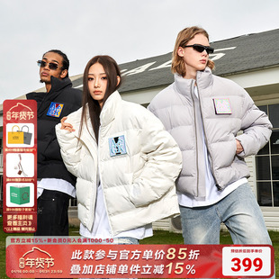 AFGK五色魔术贴冬季短款立领羽绒服男女白鸭绒加厚保暖外套面包服