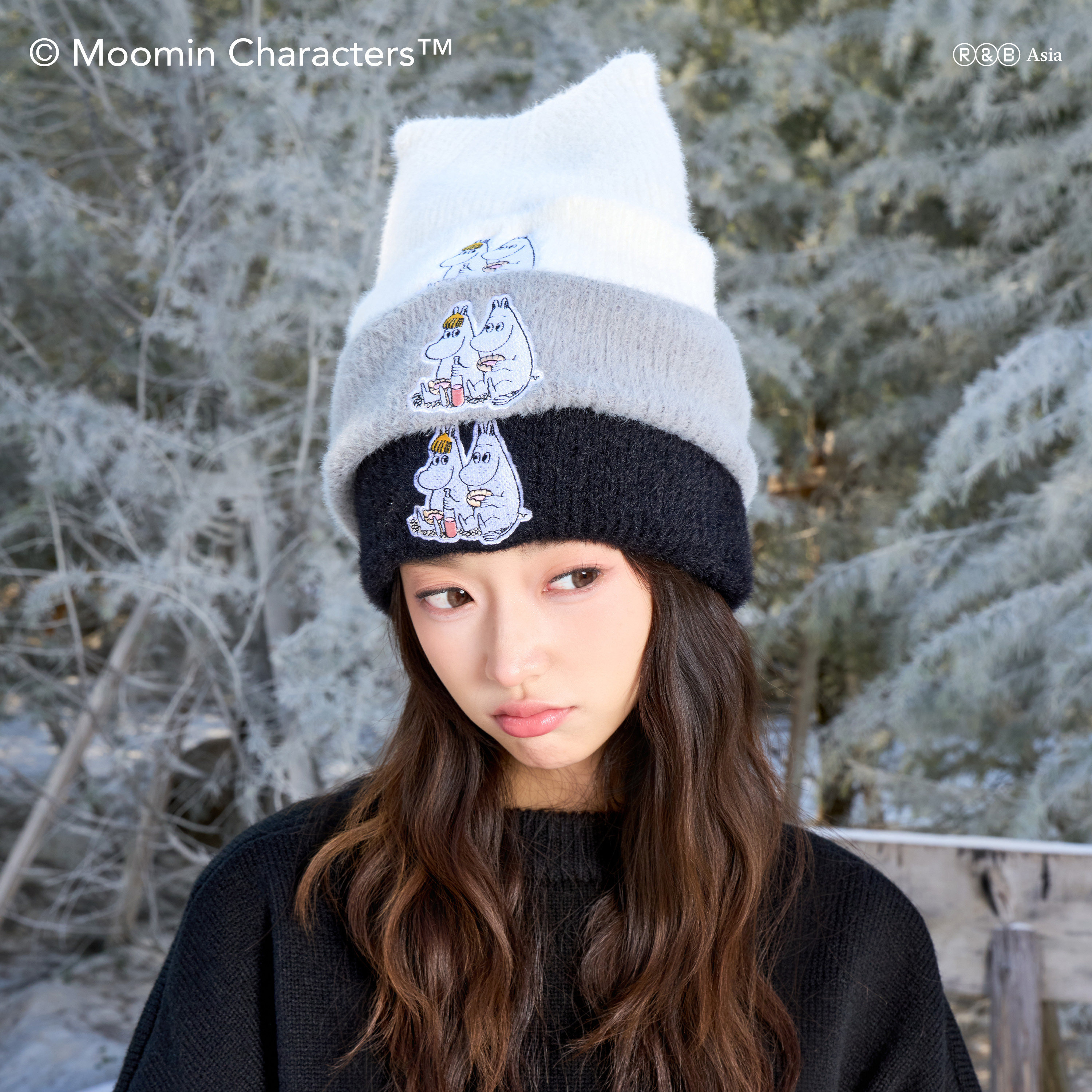 AFGK x Moomin姆明联名 猫耳冷帽秋冬保暖情侣针织街头潮牌冬季帽