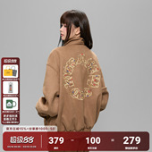 AFGK25FW民族风重磅麂皮环形刺绣夹克春秋美式 复古男女上衣外套