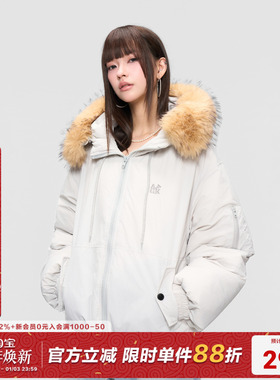 AFGK25FW基础毛领连帽棉服冬季加厚工装派克服外套男女百搭棉衣