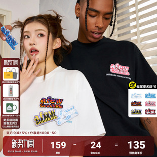 休闲美式 夏季 体恤 T恤男女国潮五分袖 AFGK25SS都市霓虹魔术贴短袖