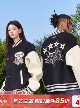 AFGK24FW潮牌天使刺绣贴皮棒球服秋冬男女美式复古男女夹克外套