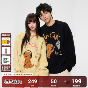 AFGK25FW 等天晴小狗毛衣圆领情侣上衣休闲宽松慵懒感打底针织衫