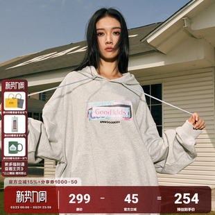 AFGK国潮重磅多重box印花刺绣卫衣美式 男女上衣 街头连帽春秋帽衫