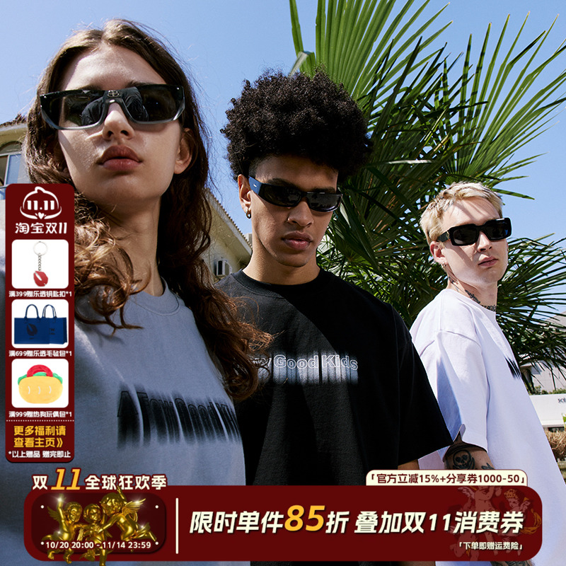 AFGK国潮幻影模糊字母短袖t恤