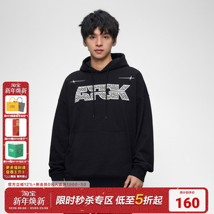 AFGK25FW珍珠贴布绣连帽卫衣春秋美式 情侣休闲宽松上衣 套头帽衫