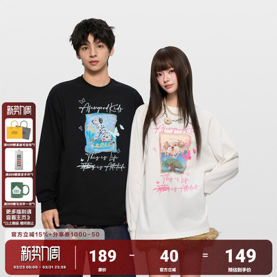AFGK25FW涂鸦字体小狗长袖T恤